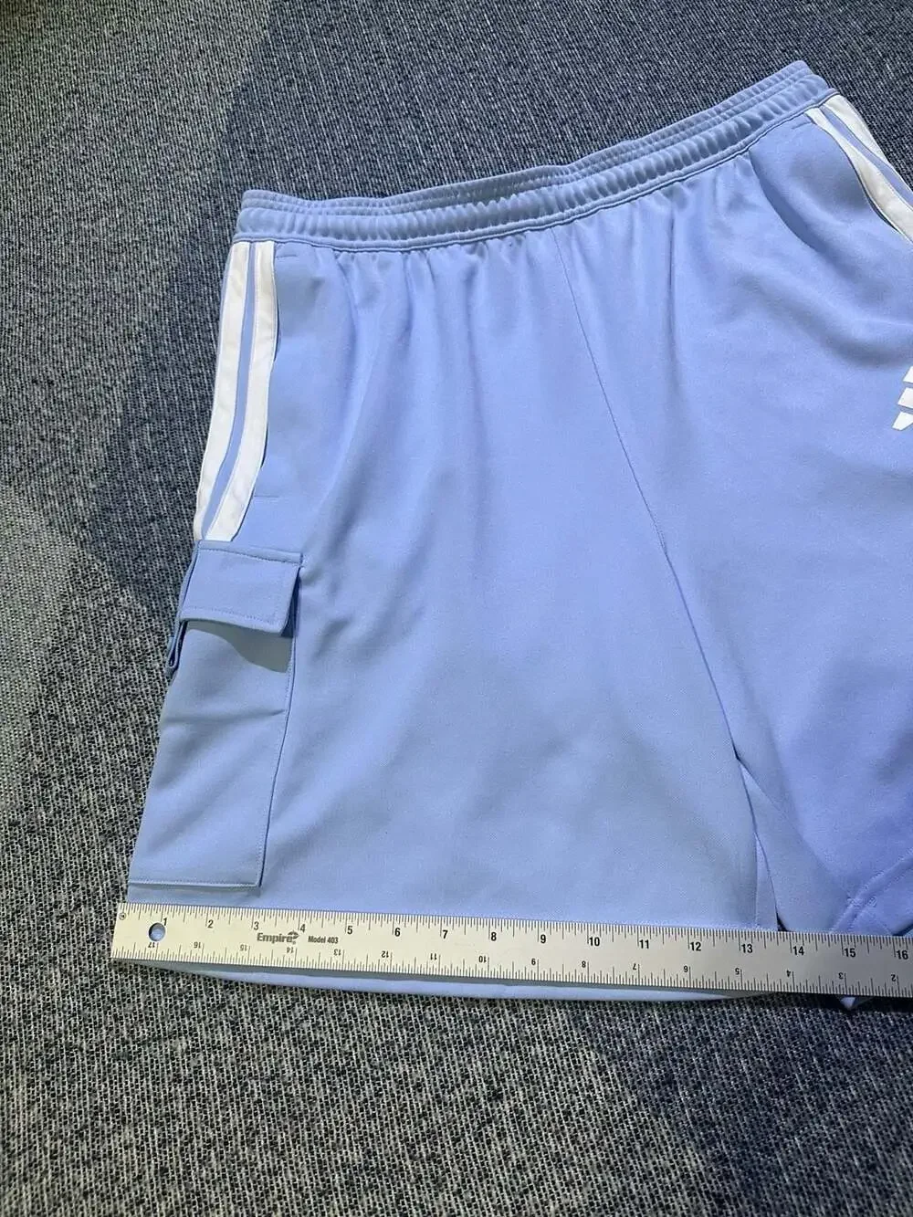 Adidas Men's Tiro Cargo Shorts in Light Blue and White